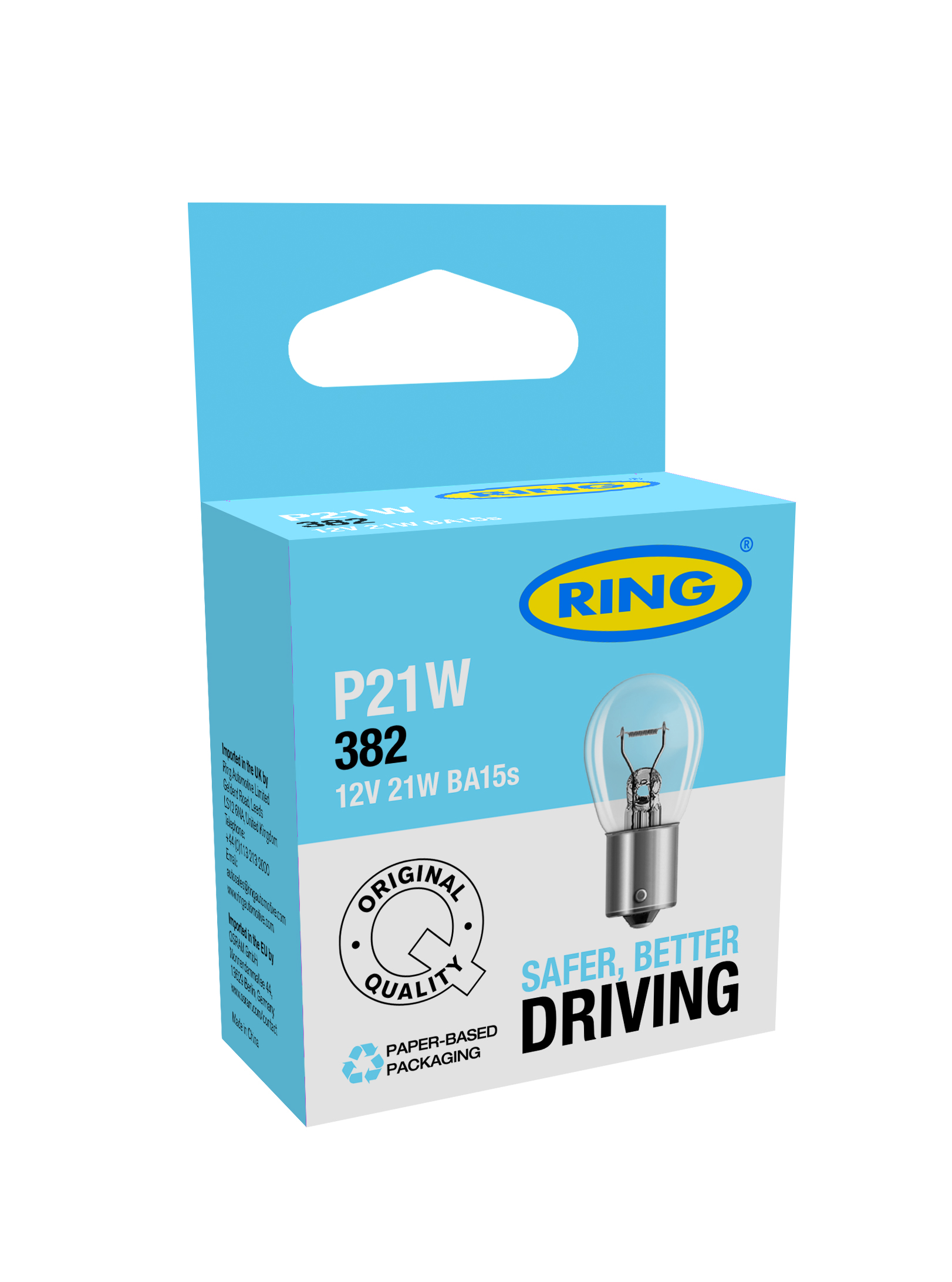 12V 21W BA15s P21W 2tk BLISTER RING RW382 - Pilt 3