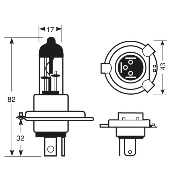 12V 100/80W P43t H4 R484 - Image 2
