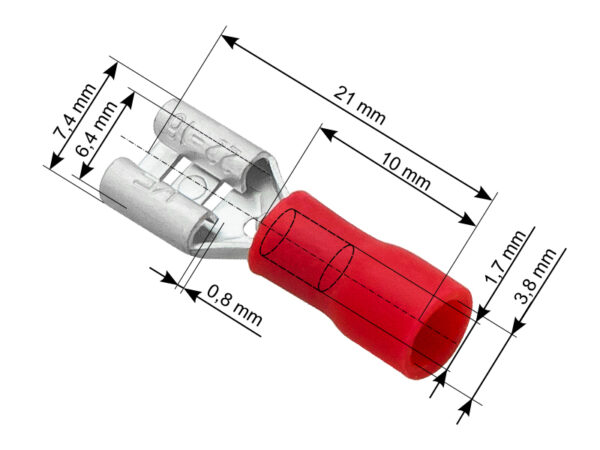 juhtmeotsik punane 6,3x0,8 mm 100tk 43-043