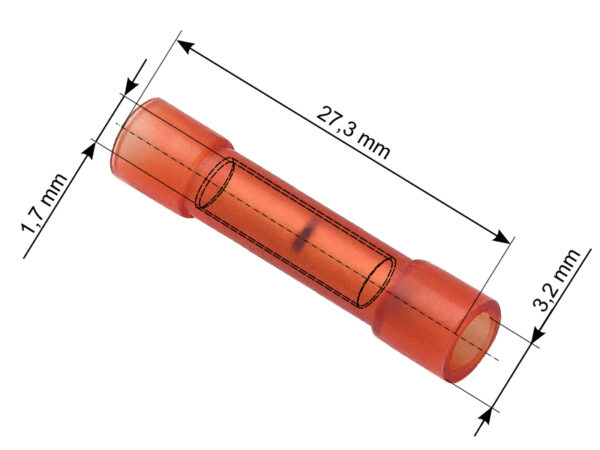 juhtmeotsik punane juhtme jätkamiseks 32mm-100-tk-43-091