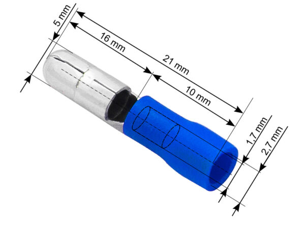 juhtmeotsik torutüüpi sinine 5mm isane 100tk 43-046