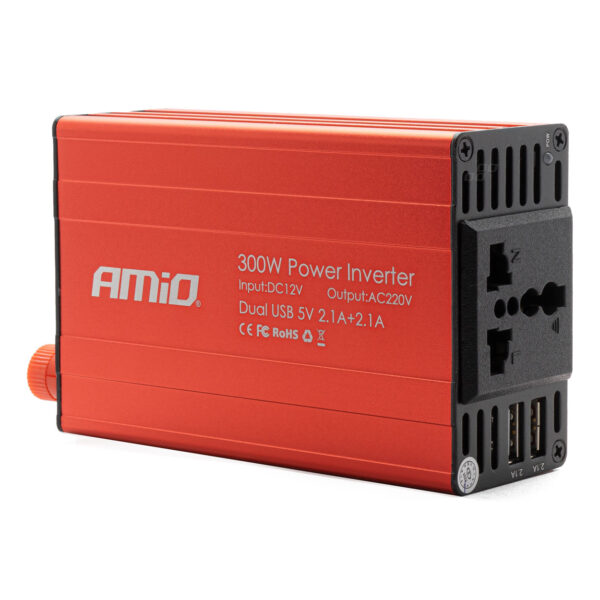 inverter 12v 220v 300w 600w 2xusb pi03 amio 02470