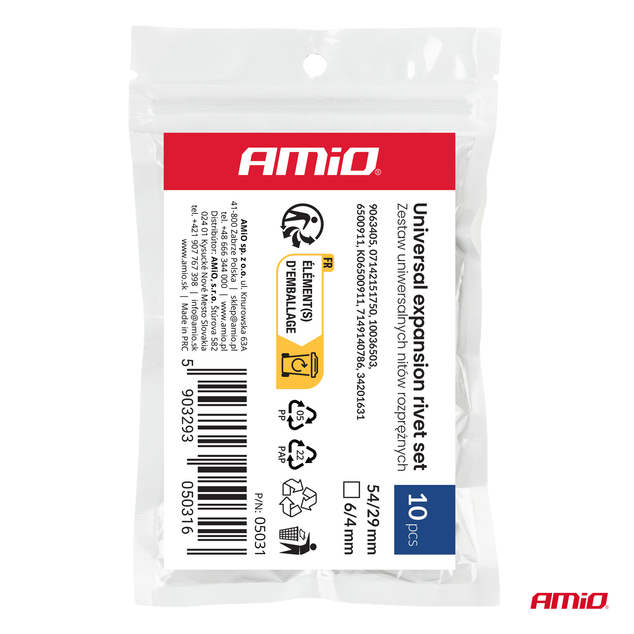 Universaalsete paisuvate tüüblite komplekt 54/29mm ⌀6/4mm 10tk Amio 05031 - Pilt 3