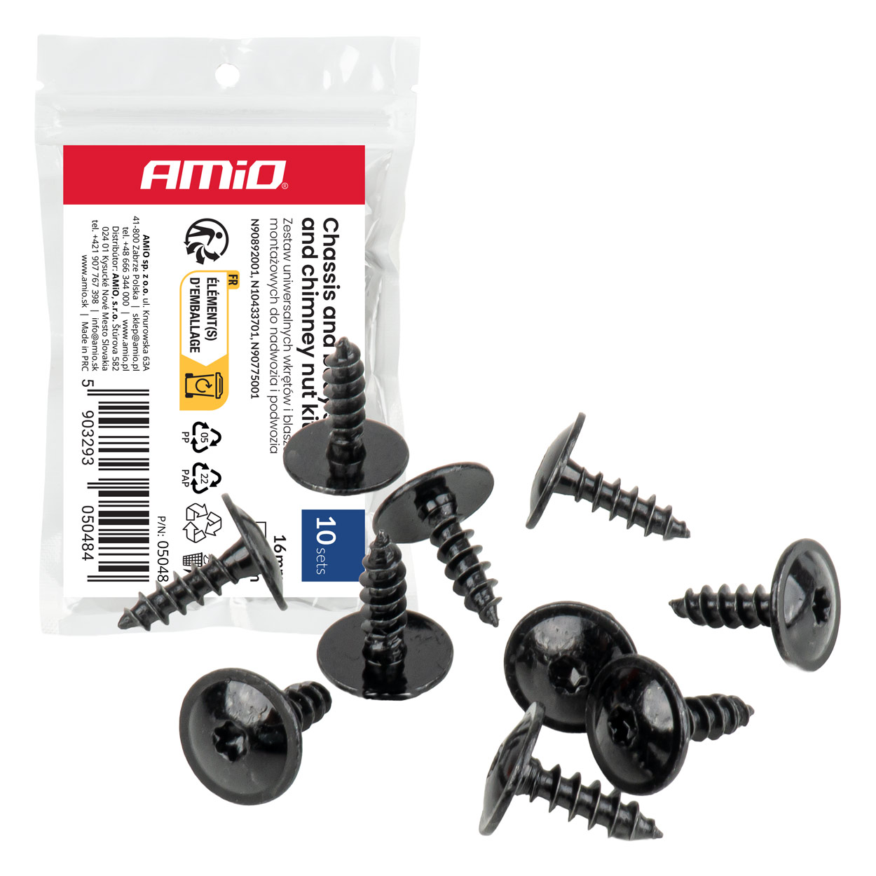 kruvid kere ja sassii jaoks 16mm ⌀5mm 10tk amio 05048 hasmar auto