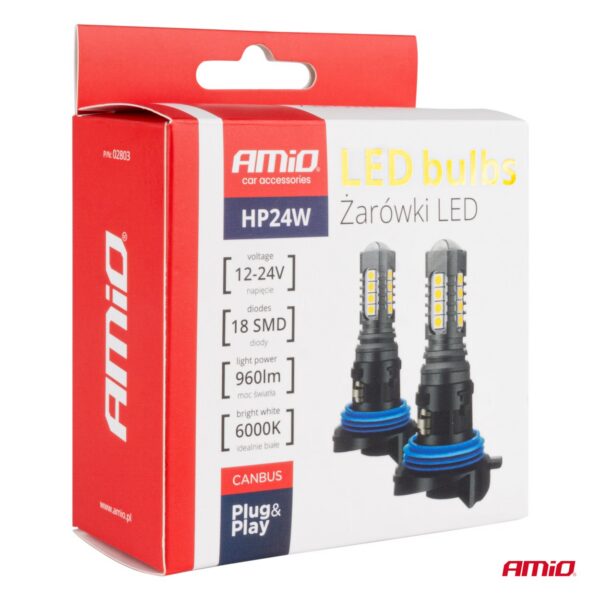 LED HP24W CANBUS pirnid 3030 18SMD 12V/24V Amio 02803 - Image 6
