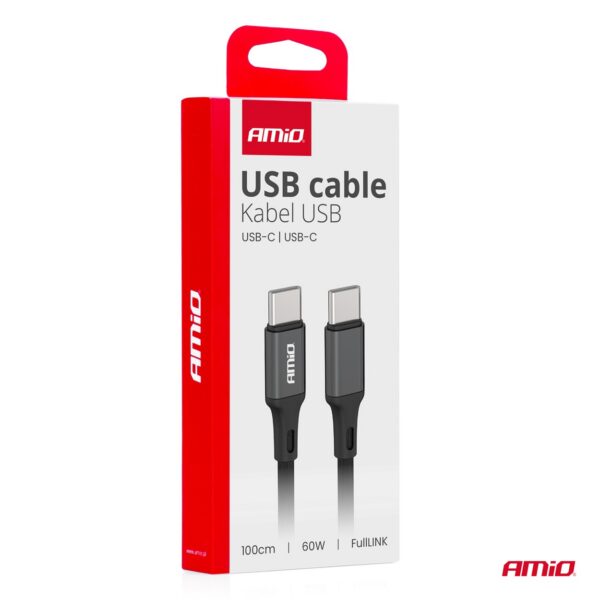 Laadimiskaabel must USB-C-USB-C 60W 100cm FullLINK Amio 03902 - Image 5