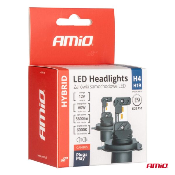 LED-esituled hübriidseeria H4 H19 6000K Canbus 60W AMIO 04114 - Image 4