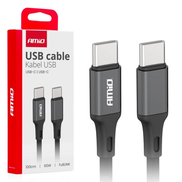 laadimiskaabel must usb-c usb-c-60w 100cm fulllink amio 03902 hasmar auto