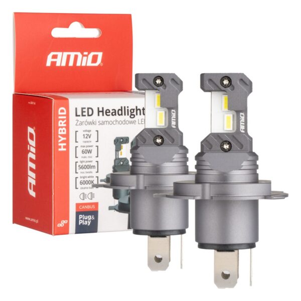 led esituled hübriidseeria h4 h19 6000k canbus 60w amio 04114 hasmar auto