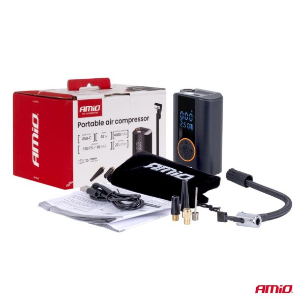 Kaasaskantav kompressor akuga LED 40W USB-C ACOMP-25 Amio 04414 - Image 6