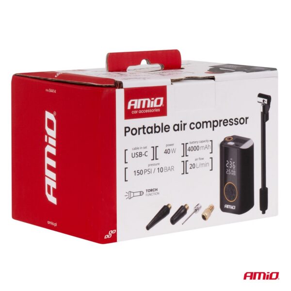 Kaasaskantav kompressor akuga LED 40W USB-C ACOMP-25 Amio 04414 - Image 7