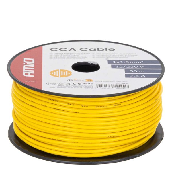 Kaabel kollane CCA 1x1,5mm2 50m 7,5A 12/230V Amio 04449 - Image 2