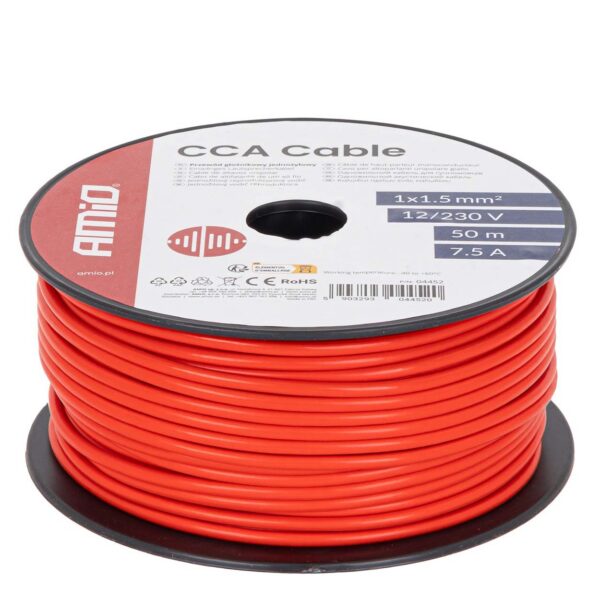 Kaabel punane CCA 1x1,5mm2 50m 7,5A 12/230V Amio 04452 - Image 2