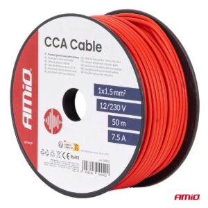 kaabel punane cca 1x15mm2 50m 75a 12-230v amio 04452 hasmar auto