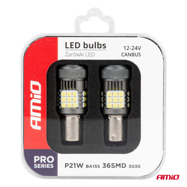 LED CANBUS PRO BA15S P21W 36x3030SMD VENT 12/24V Amio 03722 - Image 6