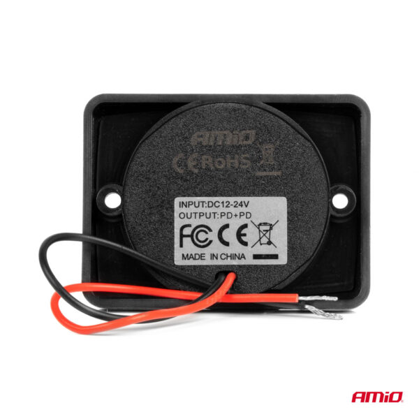 USB-Cx2 laadija kandiline punane LED-taust 12/24V Amio 04232 - Image 2