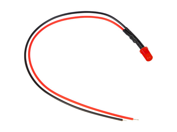 led diood 5mm punane 12v 20cm kaabliga 4606 hasmar auto