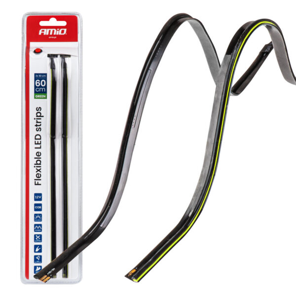 Painduvad LED COB külgribad rohelised 2x30cm 12V Amio 04577