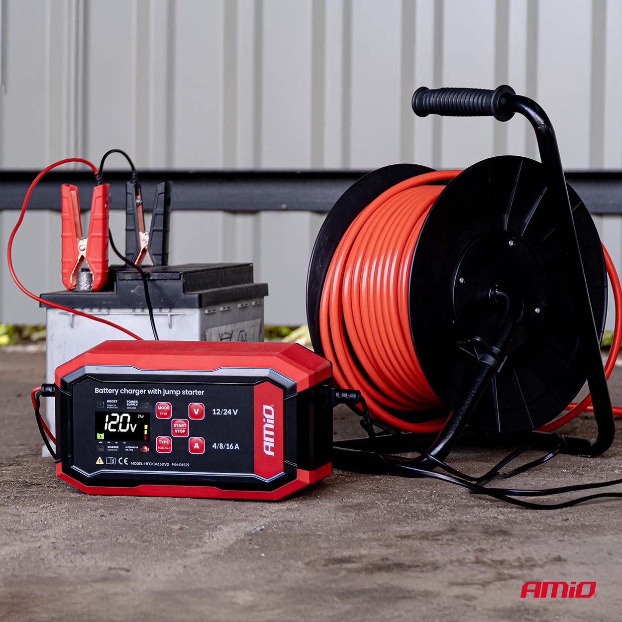 Digitaalne akulaadija BOOST AGM GEL STD LiFePo4 MAX 16A 12/24V PRO Amio 04529 - Image 2