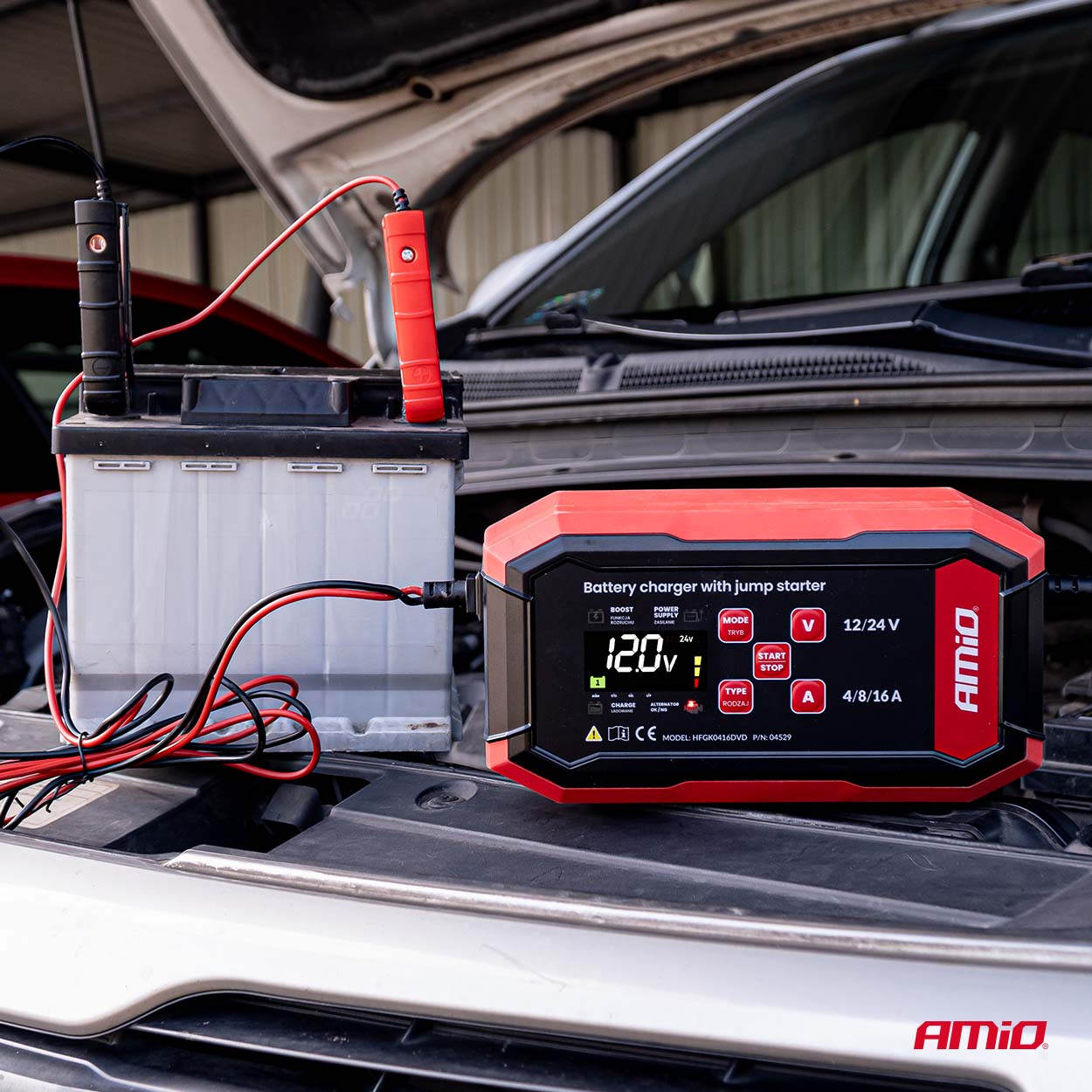 Digitaalne akulaadija BOOST AGM GEL STD LiFePo4 MAX 16A 12/24V PRO Amio 04529 - Image 3