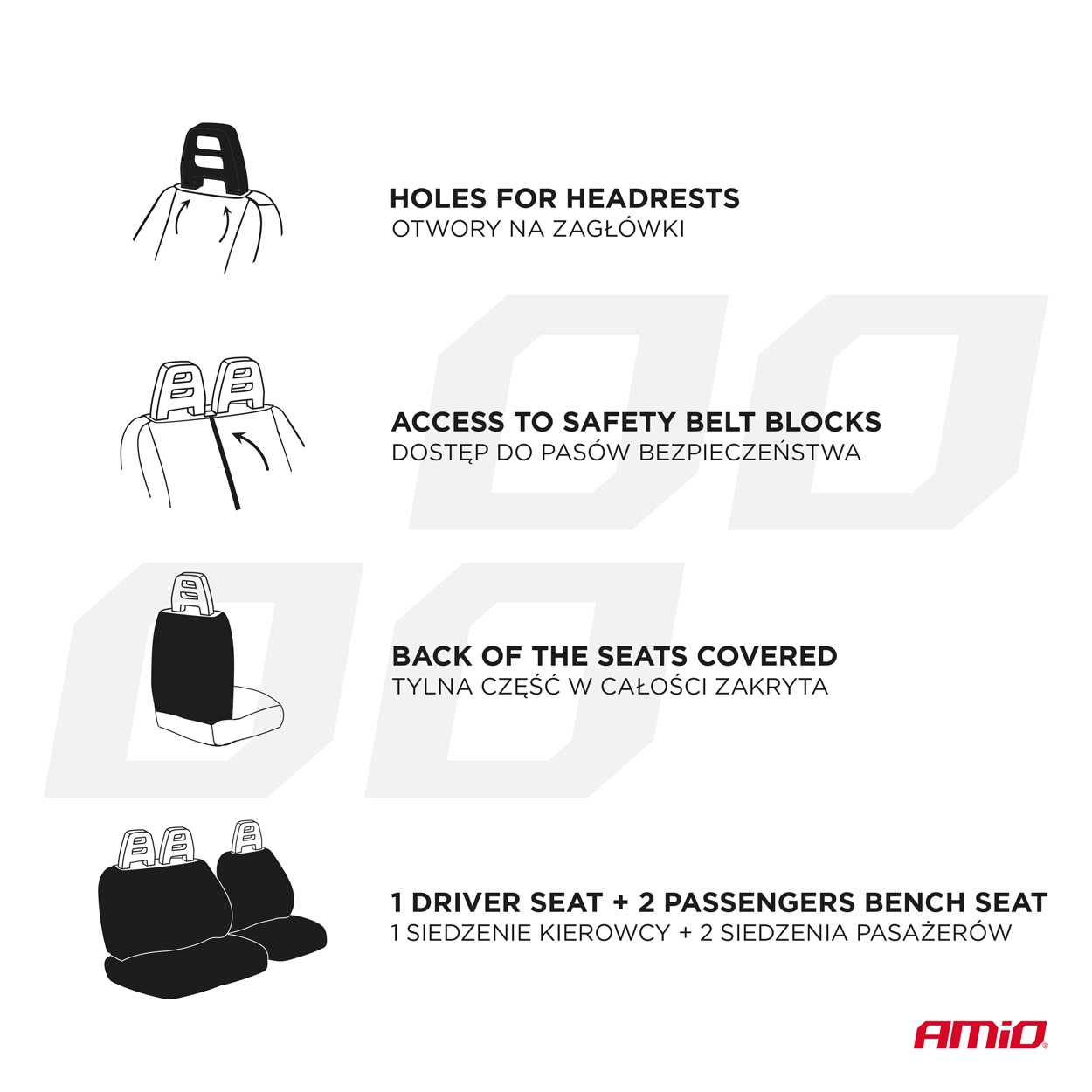 Universaalne kaubiku istmekatte komplekt SC-01 Amio 04601 - Image 5