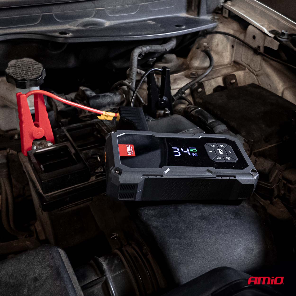 Kaasaskantav 4-in-1 käivitusabi/LED/õhukompressor/akupank 12V 7,2Ah 600A Amio 04674 - Image 2