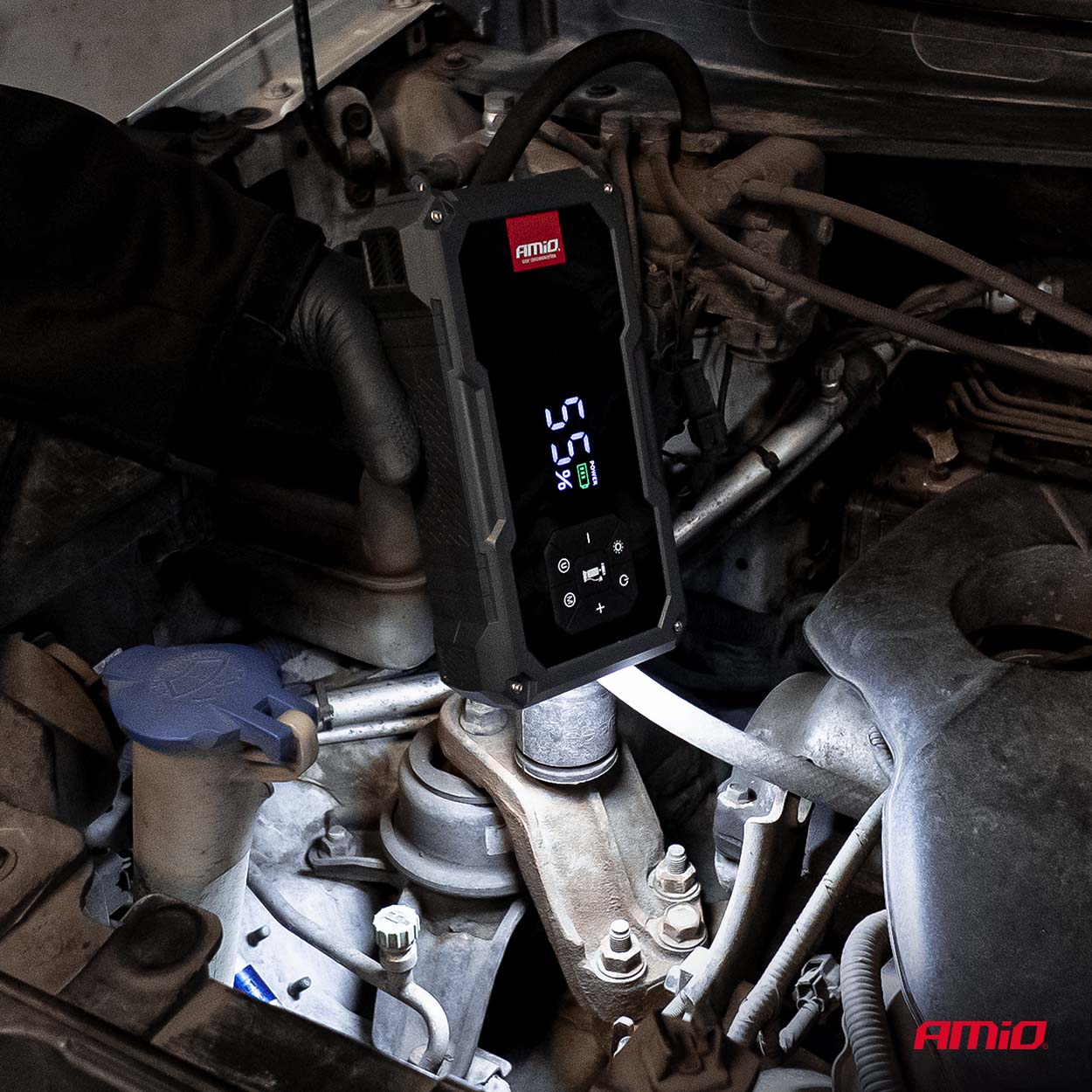 Kaasaskantav 4-in-1 käivitusabi/LED/õhukompressor/akupank 12V 7,2Ah 600A Amio 04674 - Image 3