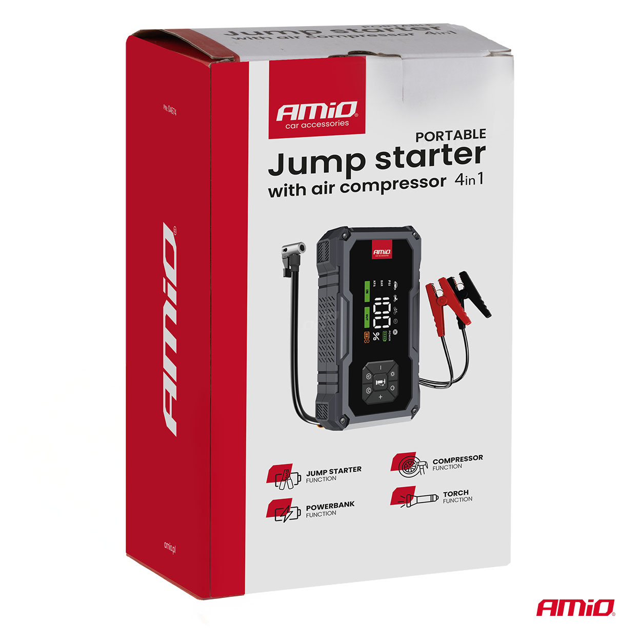 Kaasaskantav 4-in-1 käivitusabi/LED/õhukompressor/akupank 12V 7,2Ah 600A Amio 04674 - Image 12