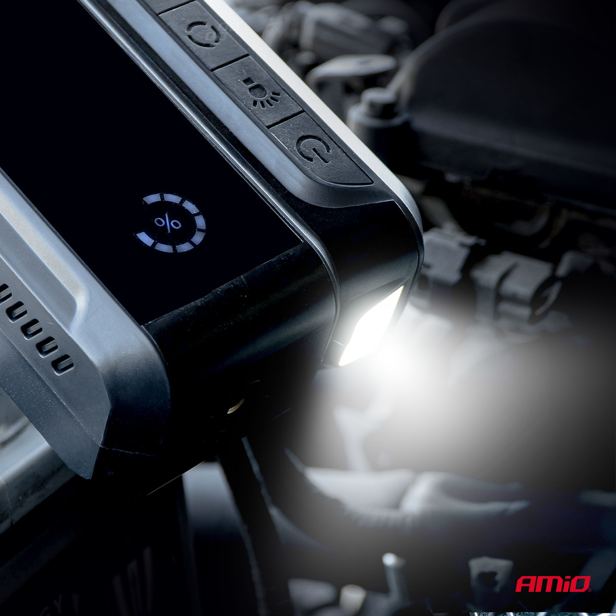 Kaasaskantav 4-in-1 käivitusabi/LED/õhukompressor/akupank 12V 12Ah 1600A Amio 04677 - Image 3