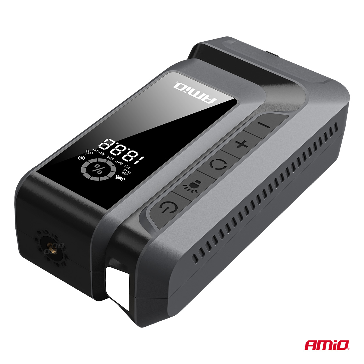 Kaasaskantav 4-in-1 käivitusabi/LED/õhukompressor/akupank 12V 12Ah 1600A Amio 04677 - Image 9