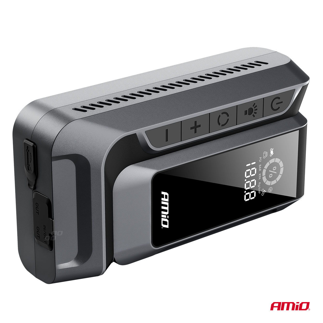 Kaasaskantav 4-in-1 käivitusabi/LED/õhukompressor/akupank 12V 12Ah 1600A Amio 04677 - Image 10