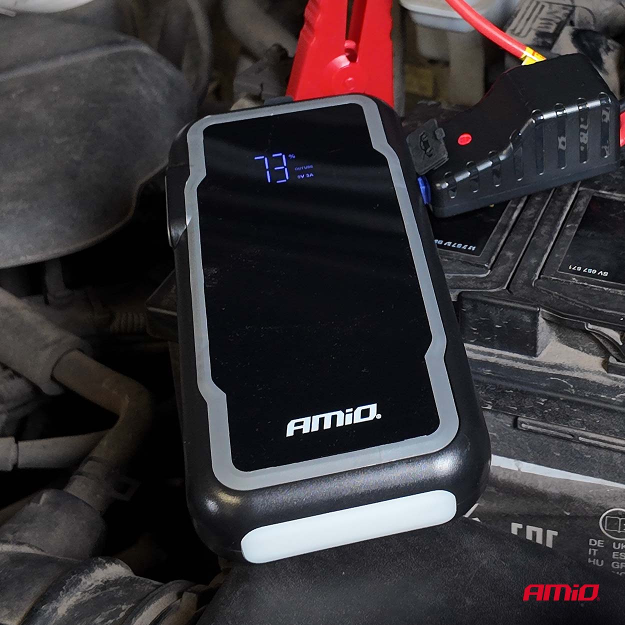 Kaasaskantav 3-in-1 käivitusabi/LED/akupank 12V 12Ah 1600A PRO Amio 04678 - Image 4