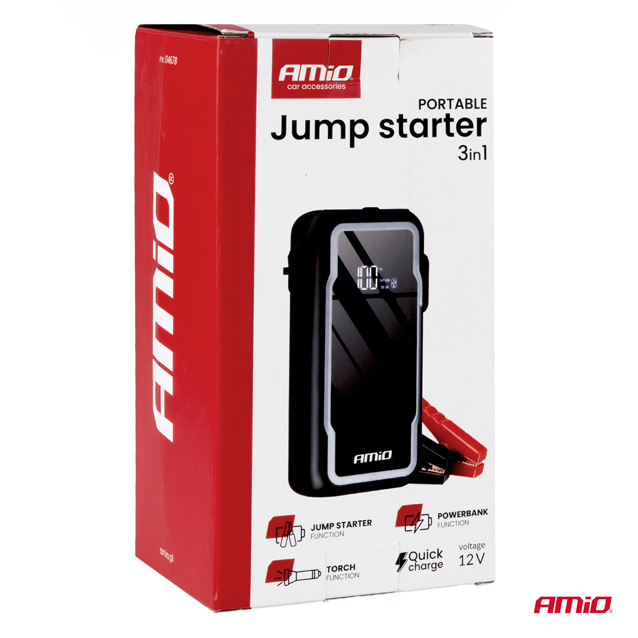Kaasaskantav 3-in-1 käivitusabi/LED/akupank 12V 12Ah 1600A PRO Amio 04678 - Image 11