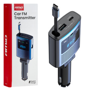 fm transmitter bluetooth 1xusb-a 1xusb-c 12v-24v amio 04656 hasmar auto