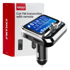 fm transmitter ekraaniga bluetooth 2xusb-a 12v-24v amio 04657 hasmar auto