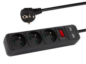 pikendusjuhe 3-pesaga 2xusb maandusega lüliti 3m must blow 98-775 hasmar auto