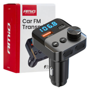 fm transmitter ekraaniga bluetooth 1xusb-a 1xusb-c 12v-24v amio 04647 hasmar auto
