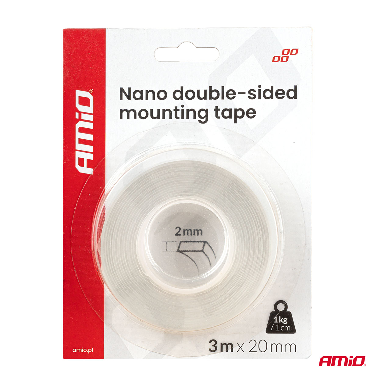 Korduvkasutatav kahepoolne nanokinnitusteip 20mm x 3m x 1mm Amio 04847 - Image 6