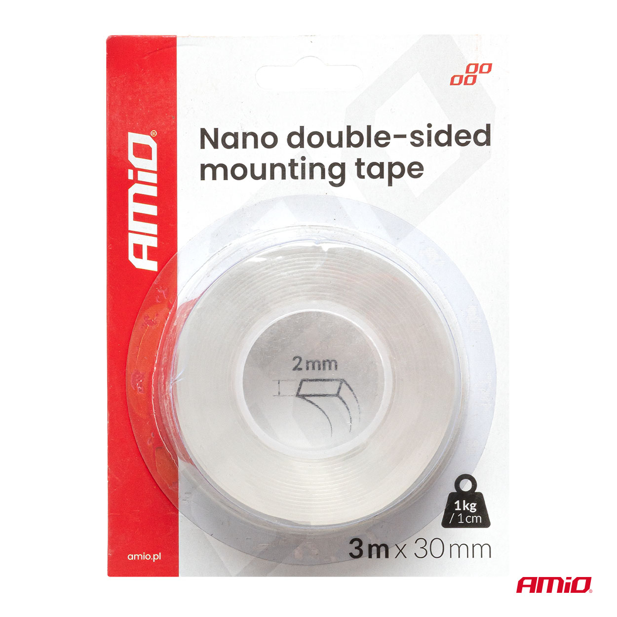 Korduvkasutatav kahepoolne nanokinnitusteip 30mm x 3m x 1mm Amio 04848 - Image 6