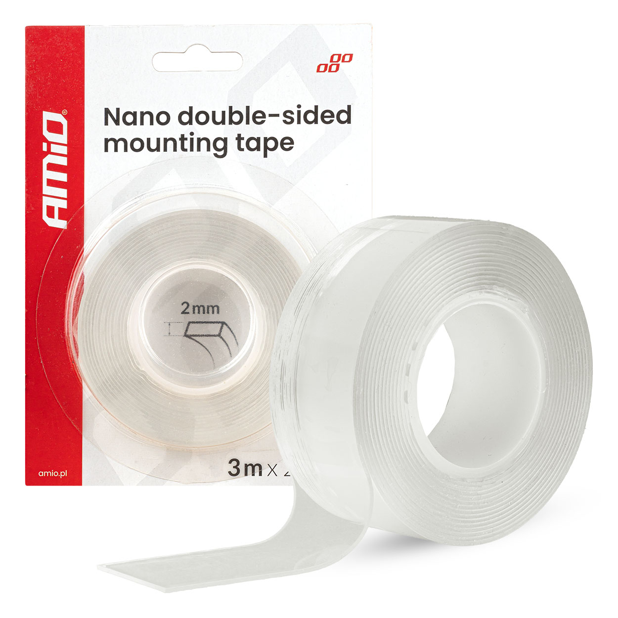korduvkasutatav kahepoolne nanokinnitusteip 20mm x 3m x 1mm amio 04847 hasmar auto