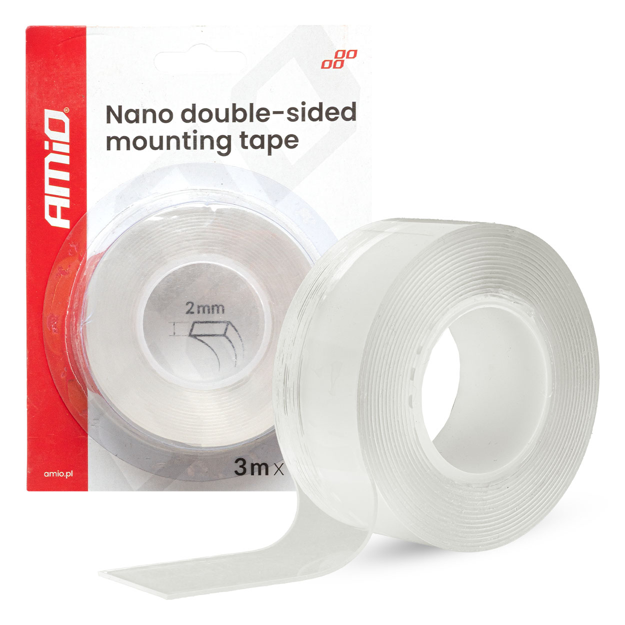 korduvkasutatav kahepoolne nanokinnitusteip 30mm x 3m x 1mm amio 04848 hasmar auto