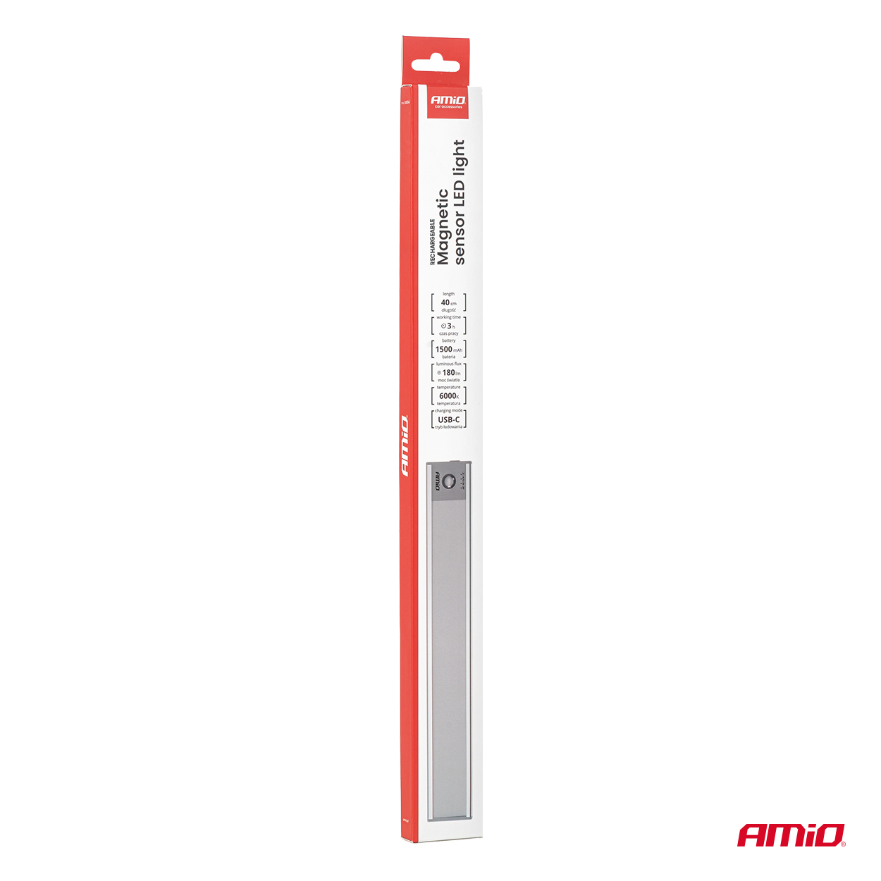 LED-lamp laetav liikumisanduriga 2W 1500mAh USB-C 40cm Amio 04894 - Image 11
