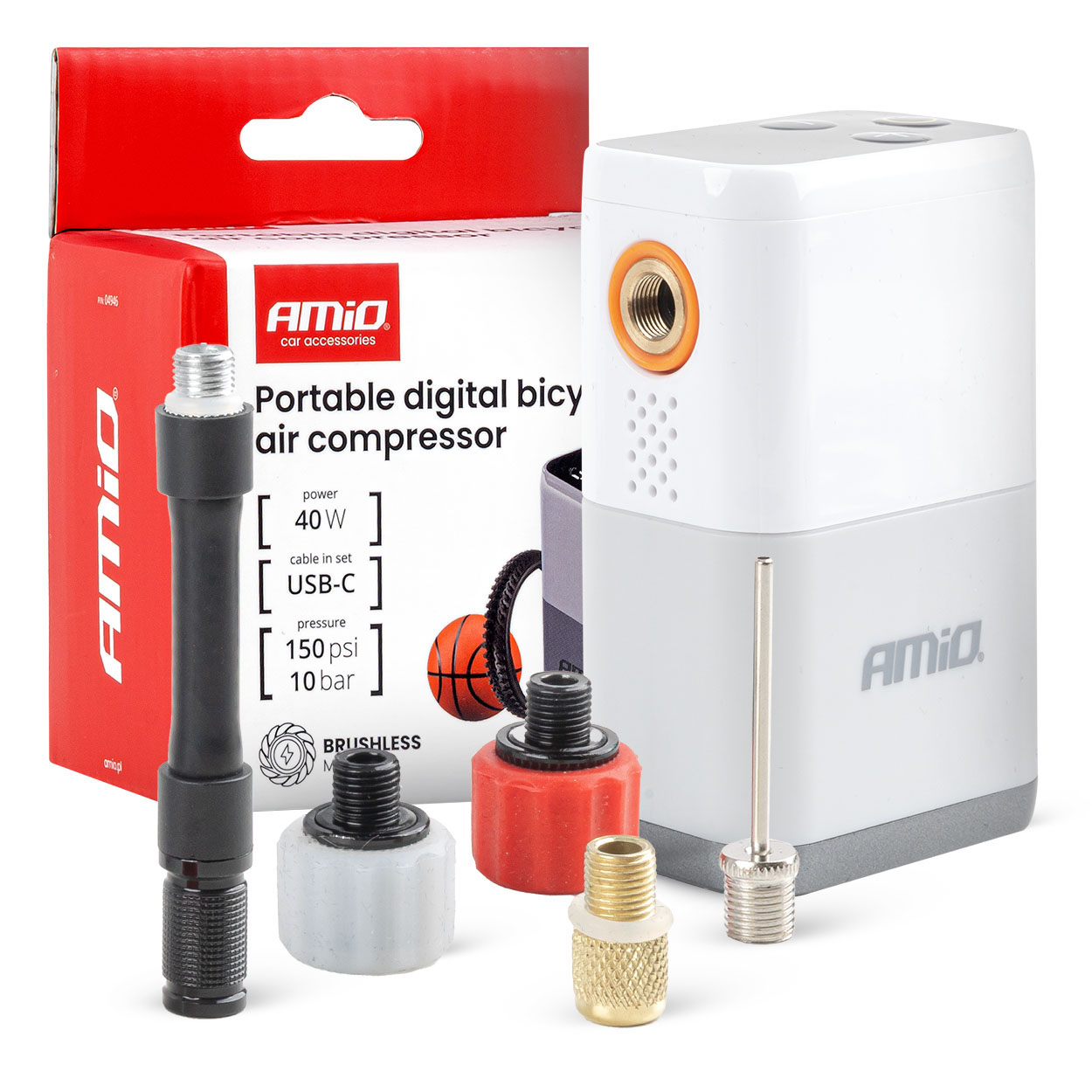 jalgrattakompressor mini akuga led ekraaniga 40w usb-c amio 04946 hasmar auto