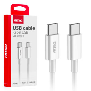 laadimiskaabel valge usb-c usb-c 60w 100cm fulllink amio 03896 hasmar auto