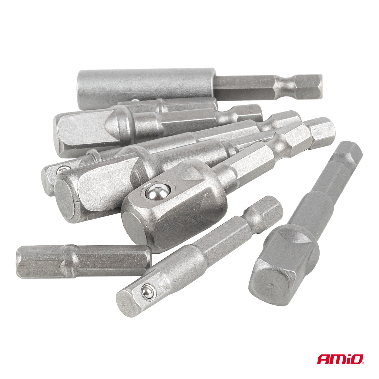 Kruvikeeraja adapterite komplekt 1/4", 3/8", 1/2" 9-osa Amio 04931 - Pilt 5