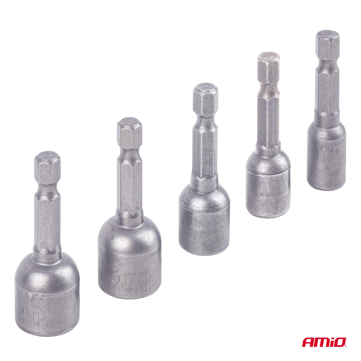 Magnetiliste padrunotsikute komplekt 5-osa 6-8-10-12-13mm Amio 04937 - Pilt 2