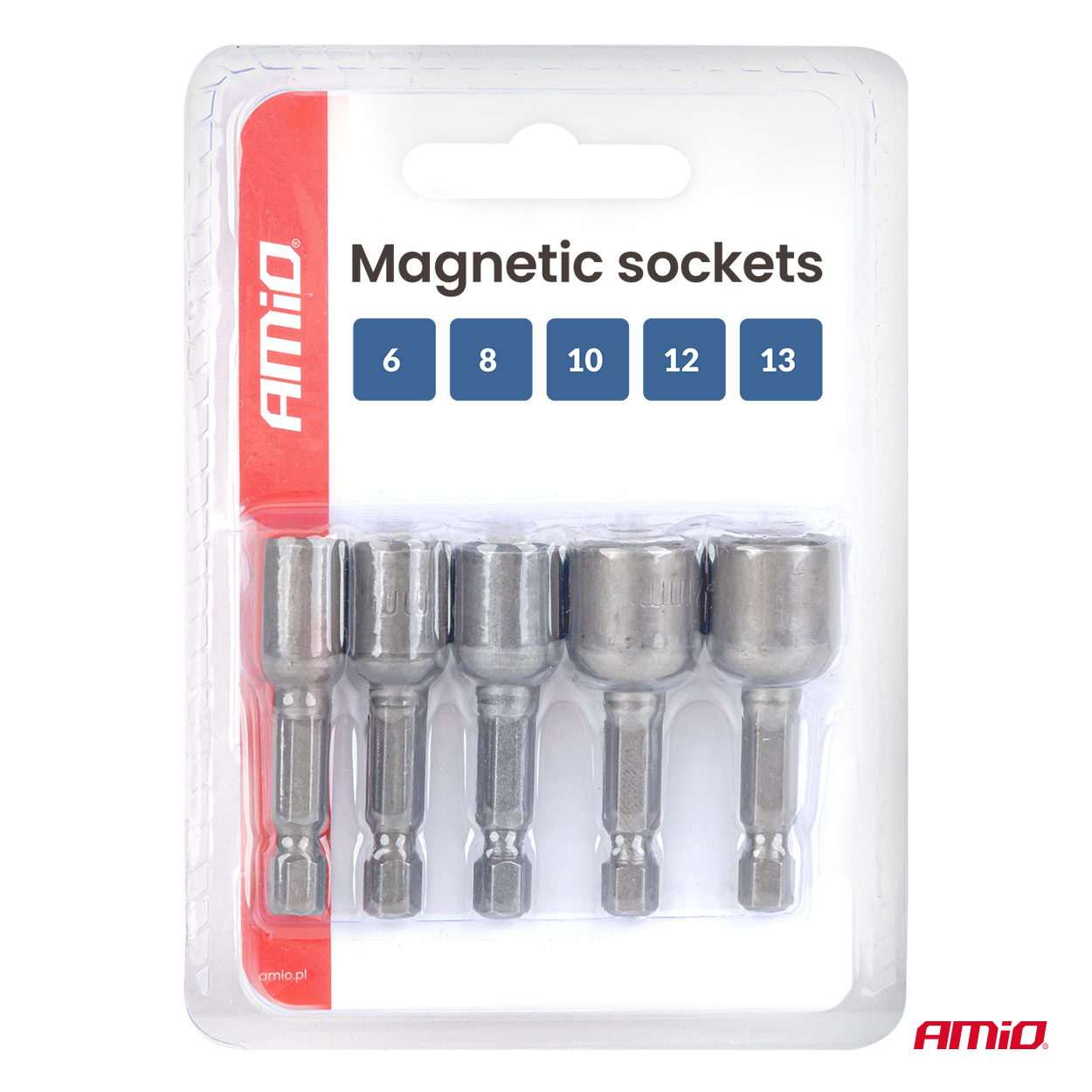 Magnetiliste padrunotsikute komplekt 5-osa 6-8-10-12-13mm Amio 04937 - Pilt 6