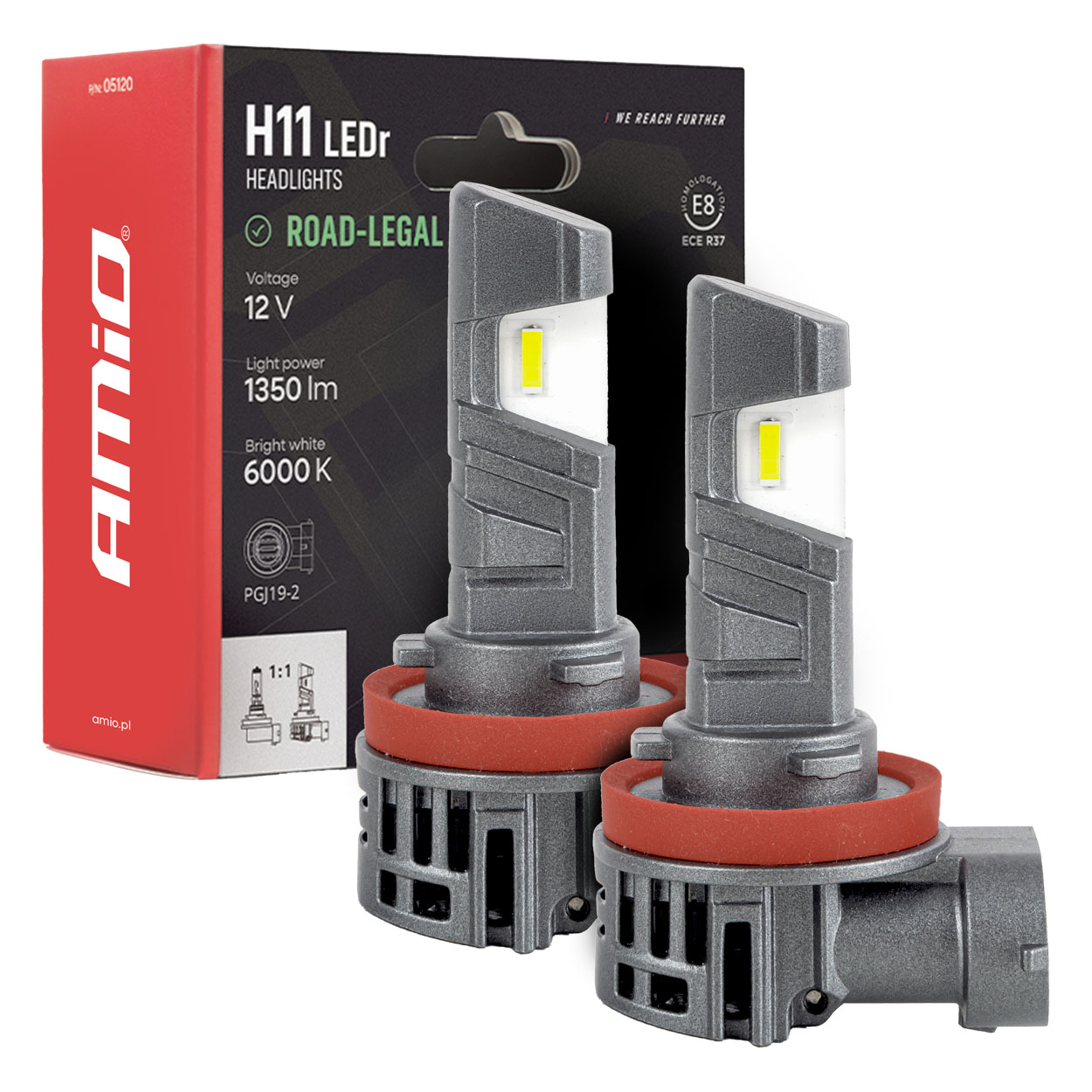 led h11 autopirnid r37 e-mark h11 pnp fan 18w amio 05120 hasmar auto
