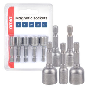 magnetiliste padrunotsikute komplekt 5-osa 6,8,10,12,13mm amio 04937 hasmar auto