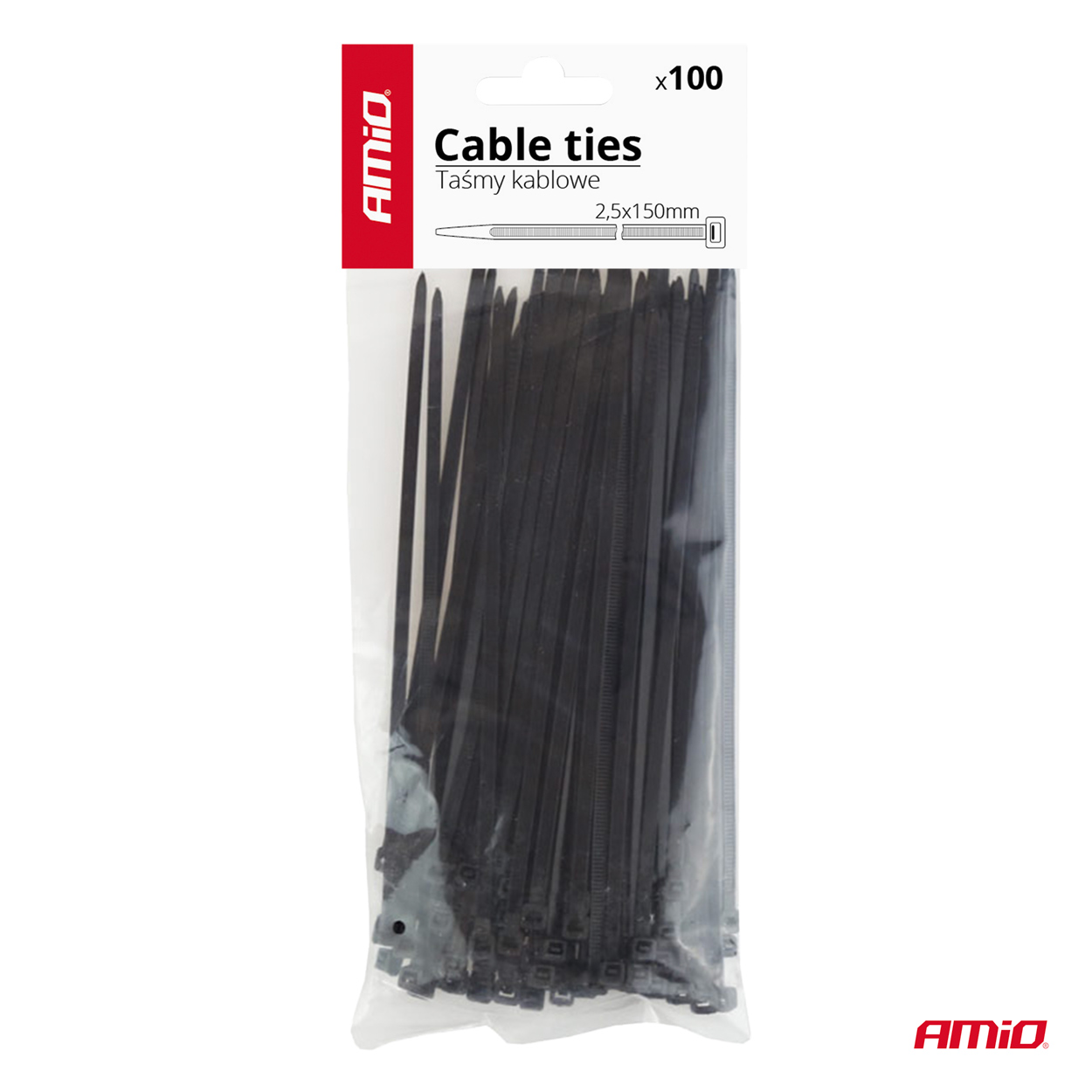 Juhtmevitsad 2,5x100mm 100tk must Amio 02150 - Pilt 6